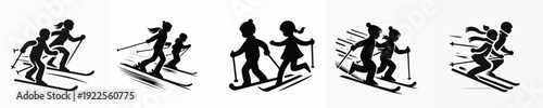 Silhouette Vector Illustration of a Person Skiing