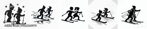 Silhouette Vector Illustration of a Person Skiing