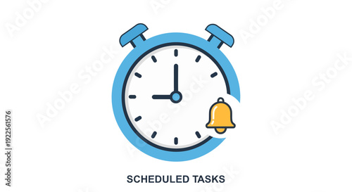 Alarm Clock with Bell Icon Representing Scheduled Tasks and Reminders.