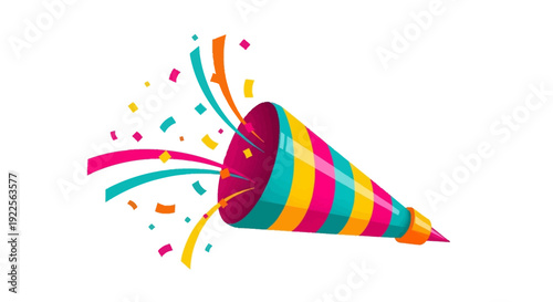 Celebration Party Horn with Colorful Streamers and Confetti