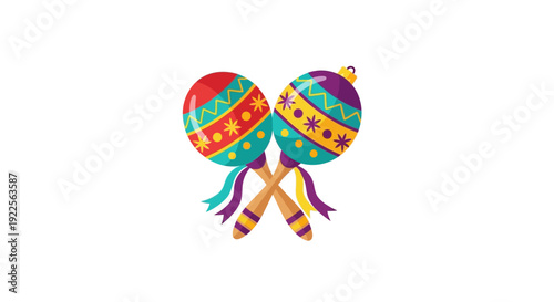 Vibrant maracas illustration with colorful patterns and dynamic design elements