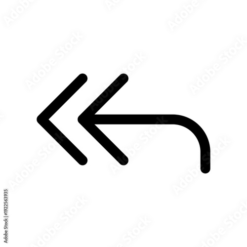 Reply All UI Icon Vector - Double Back Arrow for Digital Communication and Message Navigation Symbol