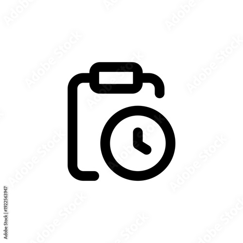Modern Clipboard Clock UI Icon Vector - Task History, Pending Schedule, and Time Management Interface Symbol