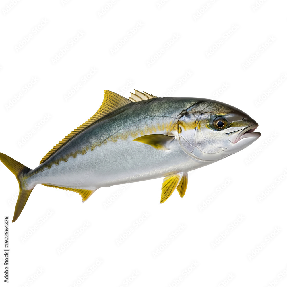 Fototapeta premium A large yellowfin tuna fish swimming in the dark water