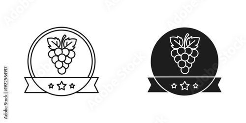 Grapevine emblem with stars minimalist logo design vector illustration for wine branding and awards