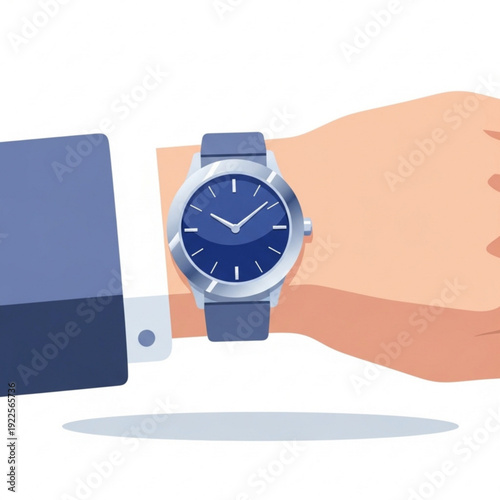 Close-up of male hand wearing luxury blue watch on wrist  