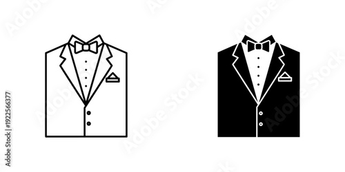 Minimalist tuxedo bow tie vector illustration isolated on white background formal wear design