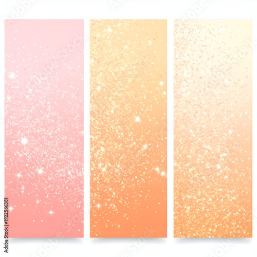 Three vertical gradient panels with pink, gold, and orange hues