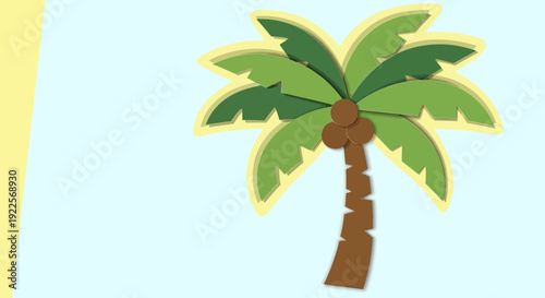 Cartoon Palm Tree with Coconuts.