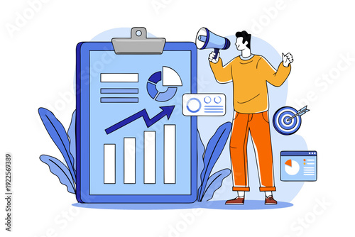 Young Man Presenting A Marketing Strategy Vector