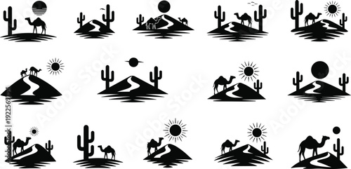 Desert animal icon set