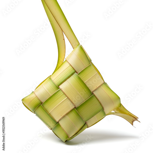Ketupat woven rice dumpling isolated.