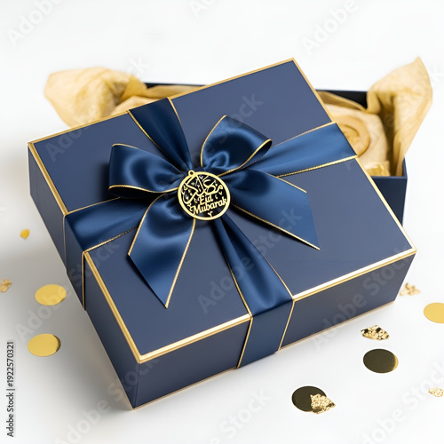 Luxury Blue Gift Box with Ribbon.