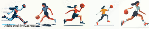 Vector Illustration of a Woman Playing Basketball