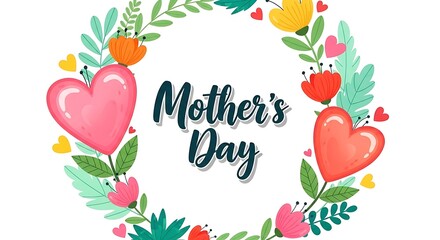 greeting card with flowers and hearts