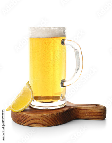Glass of fresh light beer w...