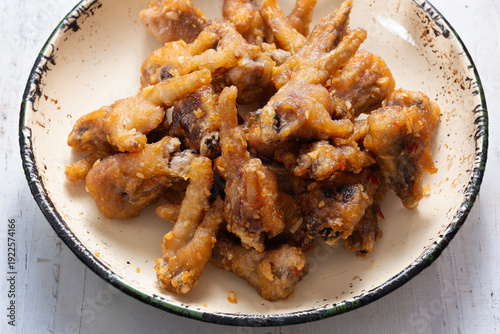 plate of fried chicken feet