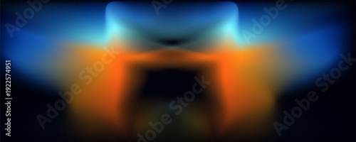 Amber and cyan light streaks on dark ribbed backdrop