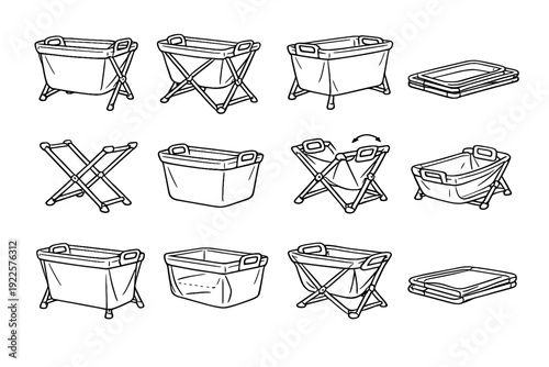 Top folding icon outline modern vector laundry soft foldable support home