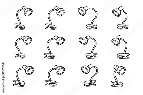 Clip rotation vector spring focused icons fixture head utility icon base lamp