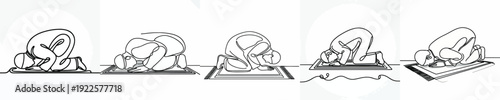 line art of a Muslim man prostrating in prayer