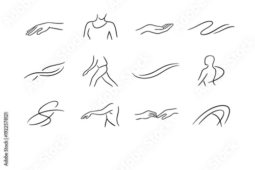 Loose icon posture vector gesture dynamic image generation simple bend flow kinetic