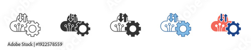 Iconic representation of cloud-based data processing, illustrating system management, digital optimization, and robust IT infrastructure solutions, vital for modern business technology