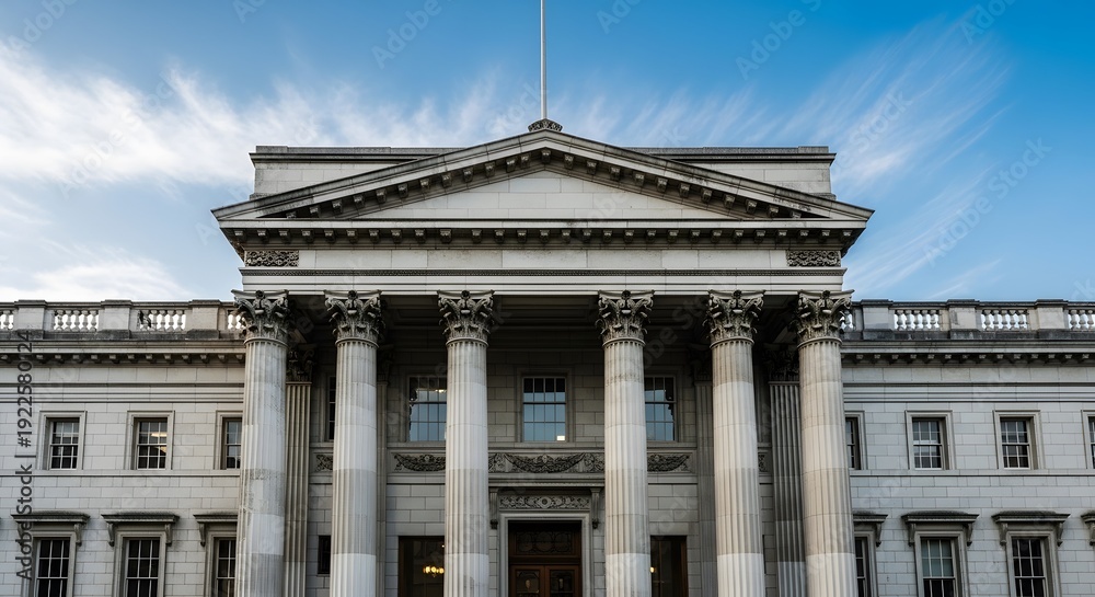 Fototapeta premium Historic building with grand columns and blue sky