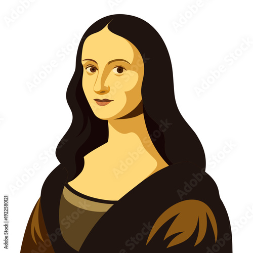 Stunning illustration of Mona Lisa with enigmatic smile