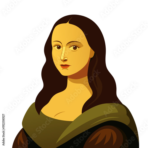 Vibrant illustration of Mona Lisa with enigmatic smile
