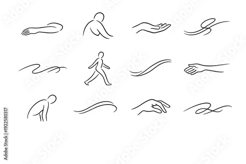 Motion bend icon movement arm smooth path informal gentle soft vector
