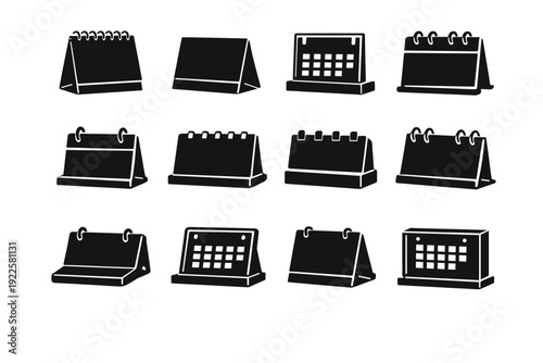 Variation solid vector desk icons durable plastic paper forms construction calendar icon
