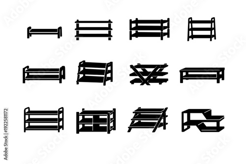 Silhouettes vector generation geometric icon shelf shoe proportions rack image geometry simple