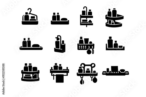 Bathroom compact discreet geometry caddy simple vector image icon unit generation design