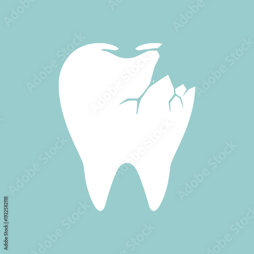 Cracked Tooth Silhouette Doodle Illustration. Hand Drawn Minimalist Line Art of Damaged Dental Health for Medical and Creative Design.