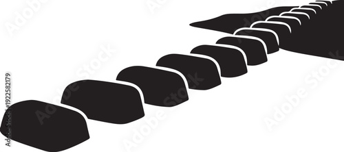 Black stones in a diagonal line on white background