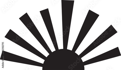 Black Sunburst Graphic Design Element Isolated on White Background