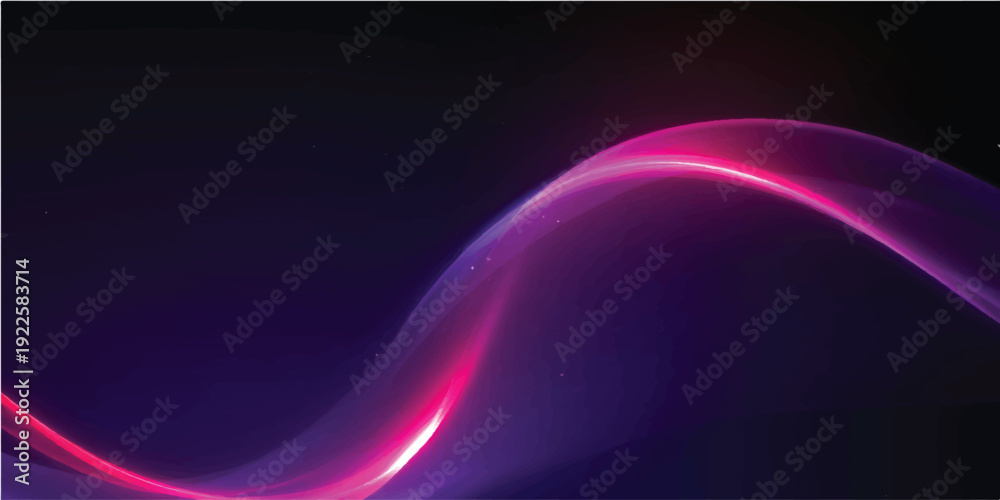 Obraz premiumAbstract digital art featuring glowing blue and purple light waves with motion energy rays over a dark black background texture for a bright space animation wallpaper design
