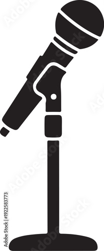 Simple black microphone on stand for public speaking events