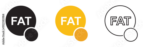 Obesity and Body Fat Icon Comparison Illustration. Simple vector showing three overweight human icons highlighting fat accumulation and health risks related to obesity and lifestyle issues.