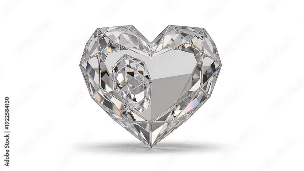 Fototapeta premium Clear Crystal Heart Diamond Shape.