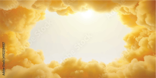 

Abstract background of bright white fluffy cumulus clouds in a blue summer sky with radiant sunlight creating a peaceful heaven atmosphere