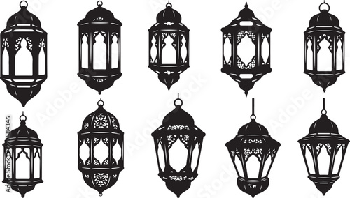 Collection of Hanging Lanterns in Various Designs and Shapes