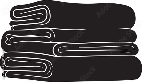 Stack of black towels on white background illustration