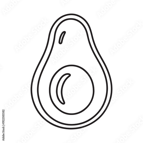 Healthy Organic Avocado Fruit Half Line Icon for Nutrition and Vegan Food Concepts