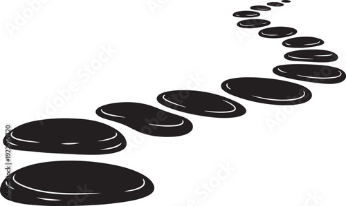 Black stones stepping path on white background illustration design