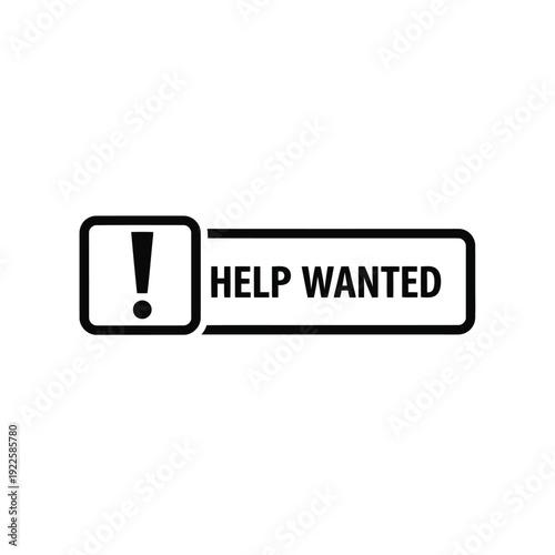 Vector illustration icon help wanted sign with exclamation mark icon
