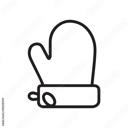 Modern Kitchen Oven Mitt Outline Icon - Minimalist Protective Glove Vector Illustration for Baking and Cooking Safety