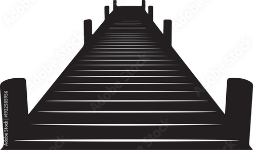 Black Staircase Silhouette Leading Upwards Isolated on White Background