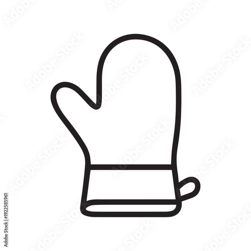 Modern Kitchen Oven Mitt Outline Icon - Minimalist Protective Glove Vector Illustration for Baking and Cooking Safety